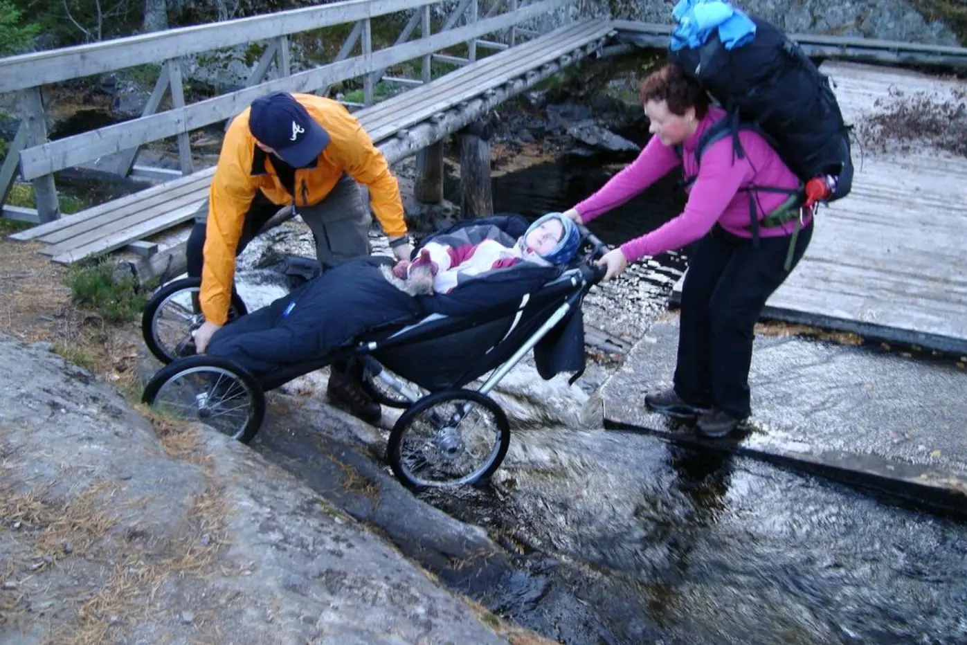 På tur med joggevogn.