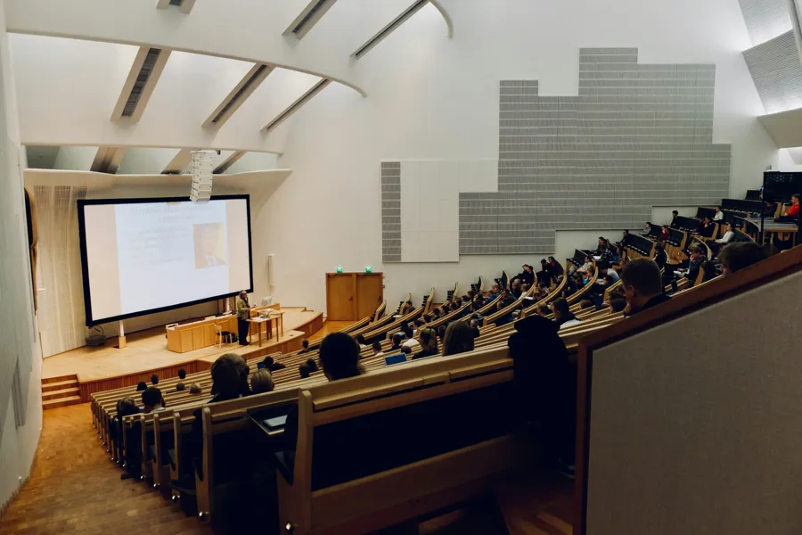 A group of people in a lecture hall
