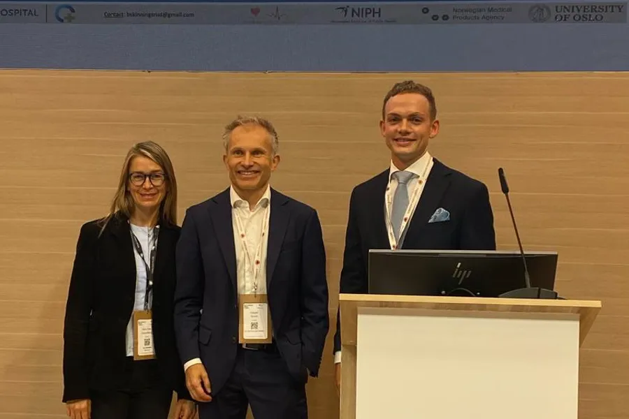Bendik and supervisors following the presentation of preliminary results at a congress in London, 2024