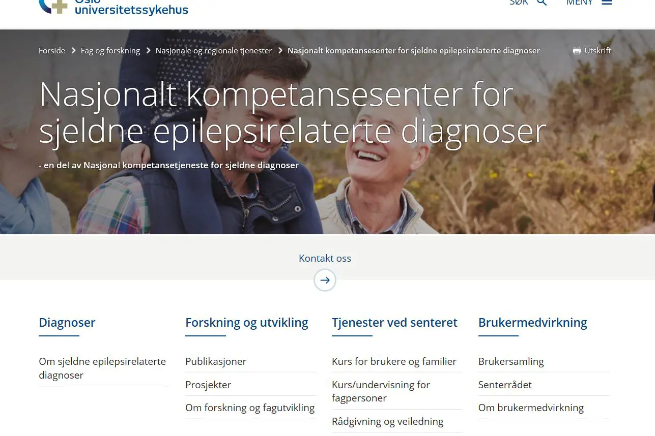 screenshot av epilepsisenterets nettside