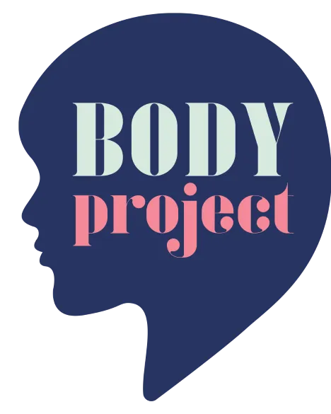 Logo som er formet som en profil av et hode med teksten "BODY project" inni.