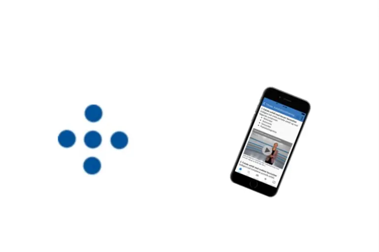 Kollasj av logo for appen