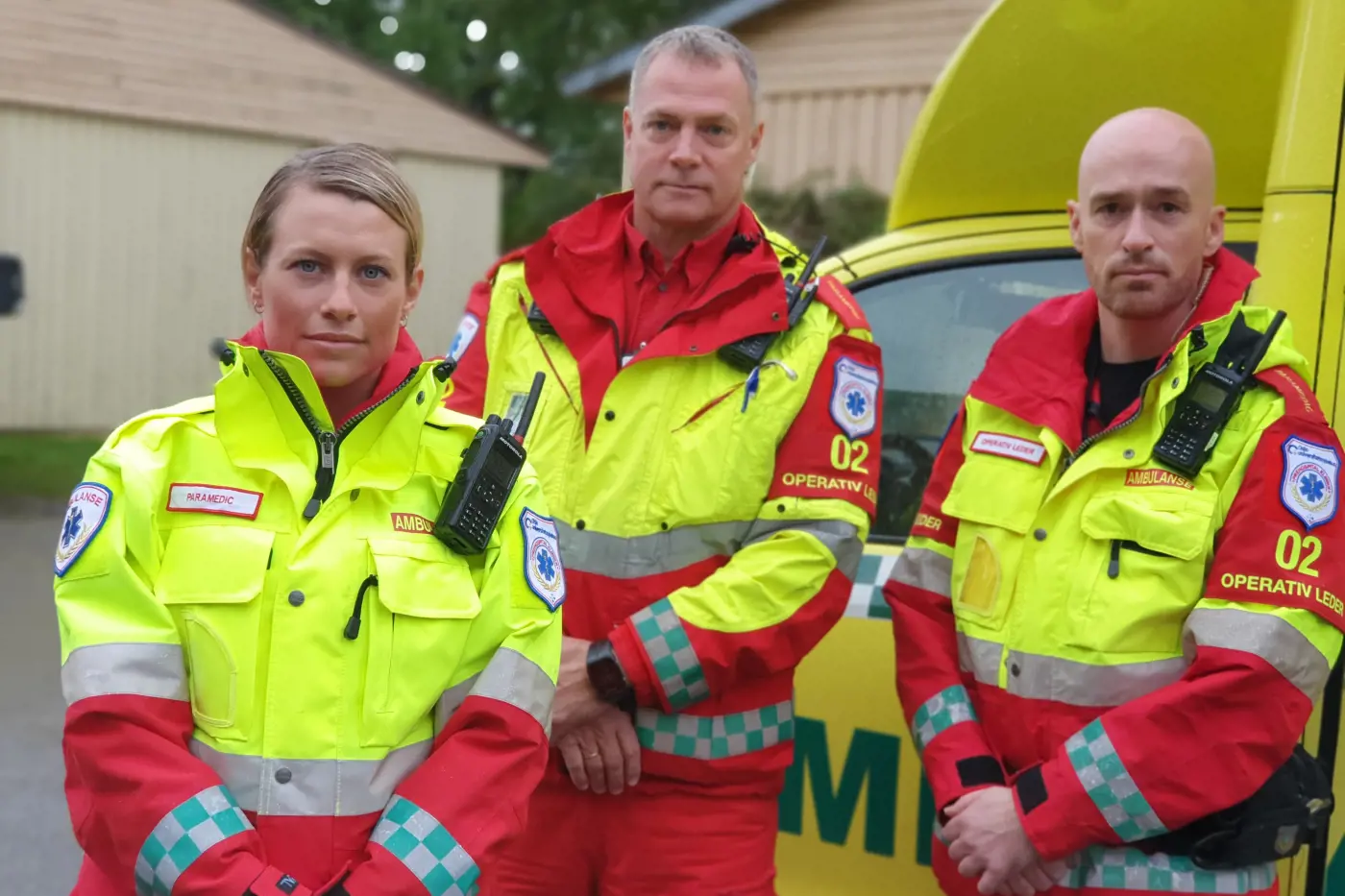 Bilde av paramedic personell, venstre Eva Aarsand, Atle Frøberg og Bjørn Bjelland