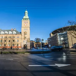 Main entrance at Ullevål in sunny weather